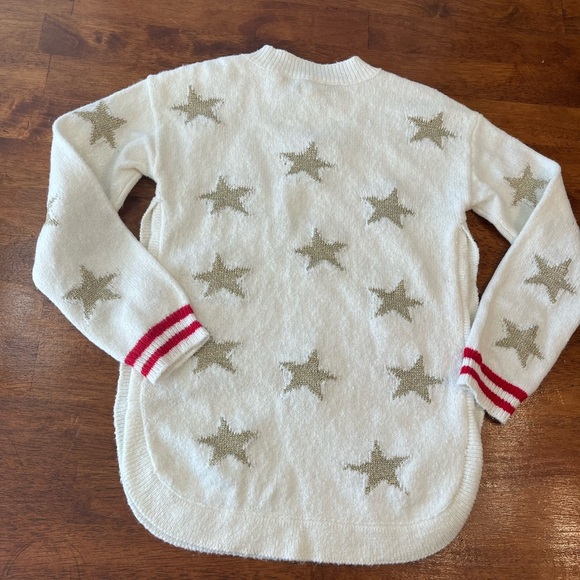 Hatley Women’s ivory gold metallic star sweater red trim size small - Picture 8 of 8